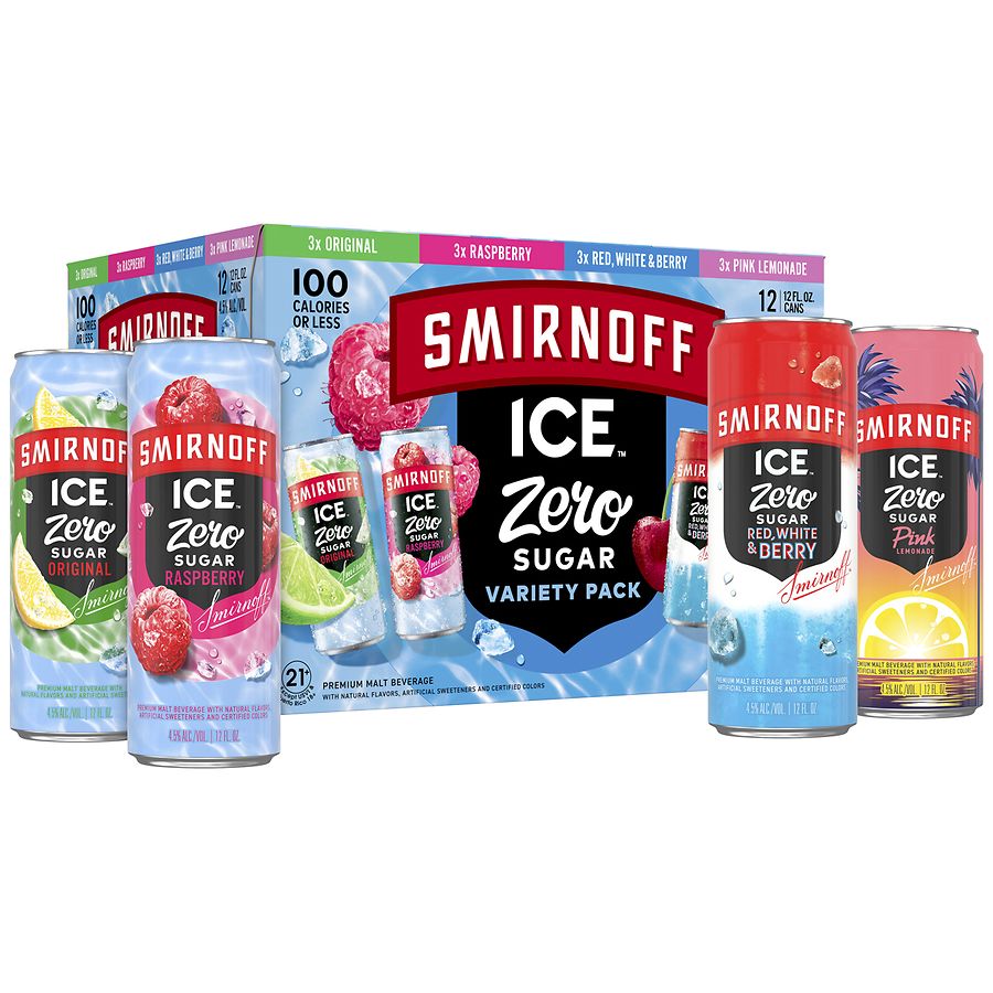 Smirnoff Zero Sugar Premium Malt Beverage Cans, 4.5% ABV Variety