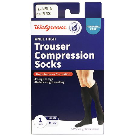 Walgreens Knee High Trouser Compression Socks, Mild Black