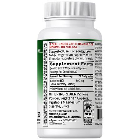 Walgreens Free & Pure Berberine HCI Capsules (30 days)