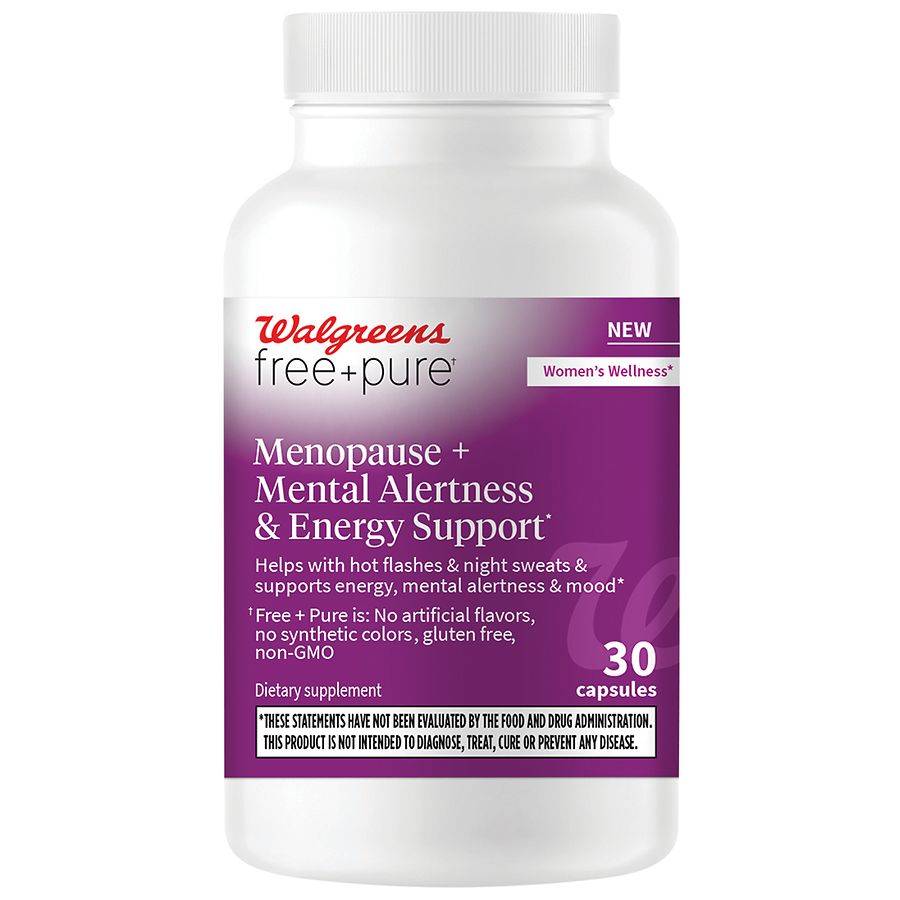 Walgreens Free & Pure Menopause + Mental Alertness and Energy Capsules ...