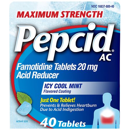 Pepcid AC Maximum Strength Heartburn Tablets Icy Cool Mint
