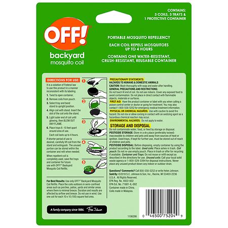 OFF! Insect Repellent Coil For Mosquitoes 1.06 oz