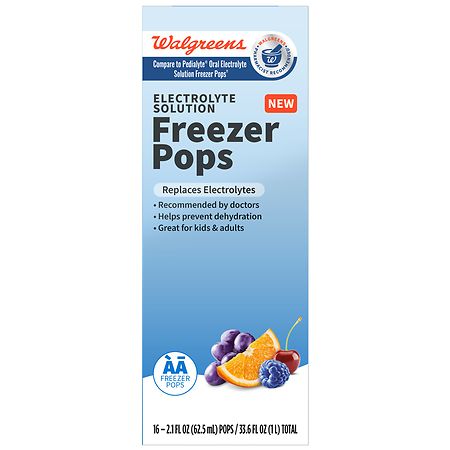 Walgreens Electrolyte Solution Freezer Pops Grape, Blue Raspberry, Cherry & Orange