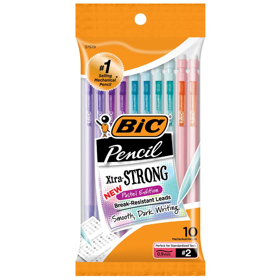 BIC Xtra Strong Pastel Mechanical Pencils with Erasers, Medium Point (0