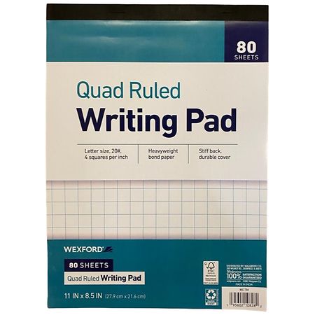 Wexford Quad Ruled Writing Pad, 80 Sheets