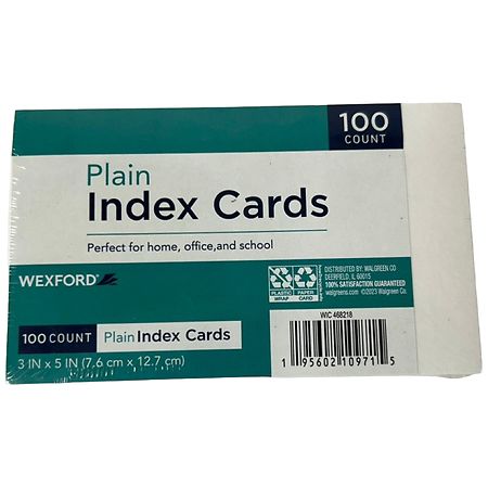 Wexford Plain Index Cards 3X5