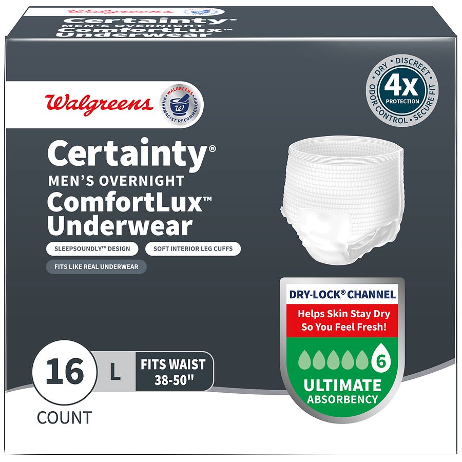 Walgreens Men's Overnight Underwear, Ultimate Absorbency