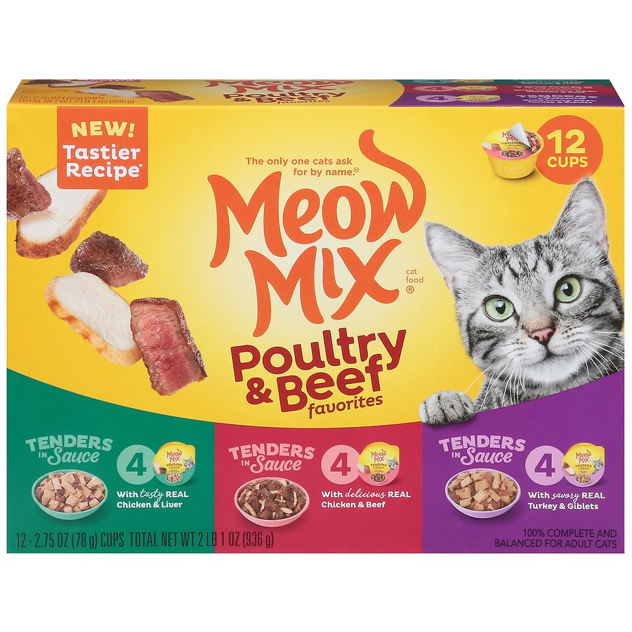 Meow Mix Adult Tenders in Sauce Cat Food Poultry & Beef Favorites