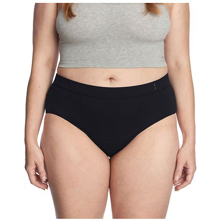 Thinx for All Women's Everyday Comfort Brief Leakproof Period Underwear Black, Black