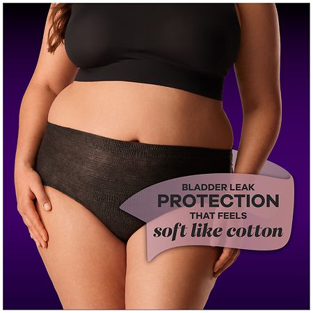 Always Discreet Boutique Incontinence and Postpartum Underwear for Women, Maximum Protection Black, Black