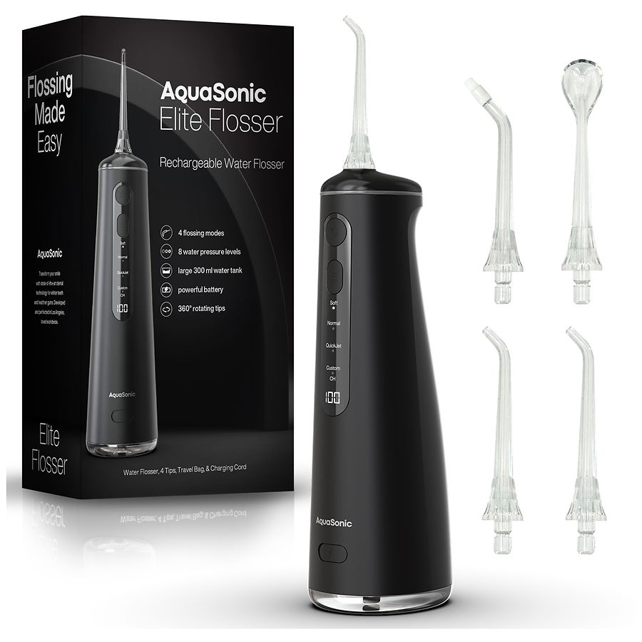 Aquasonic Elite Rechargeable Aqua Flosser Black Walgreens