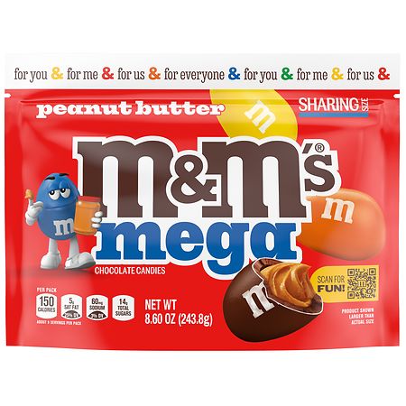 M&M's Mega Peanut Butter Chocolate Candy Sharing Size Resealable