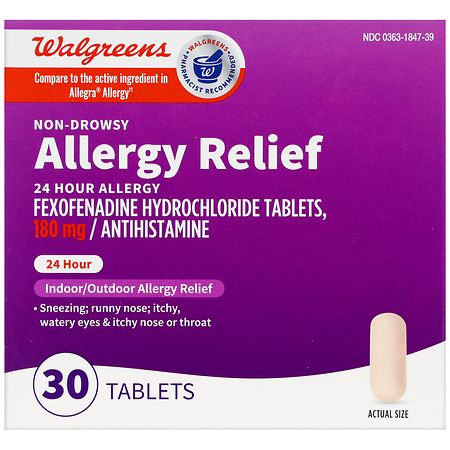 Walgreens 24 Hour Allergy Relief Fexofenadine Hydrochloride 180 mg Tablets