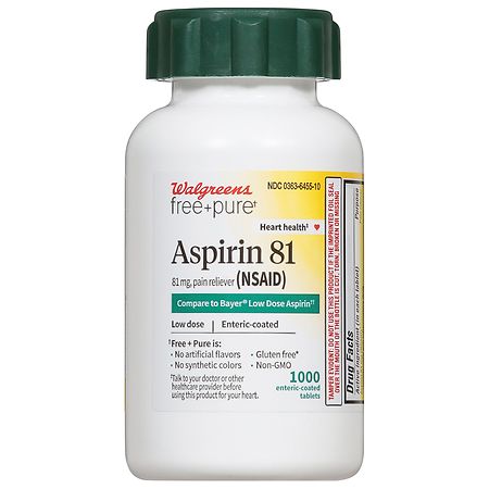 Walgreens Free & Pure Aspirin 81 mg, Enteric-Coated Tablets