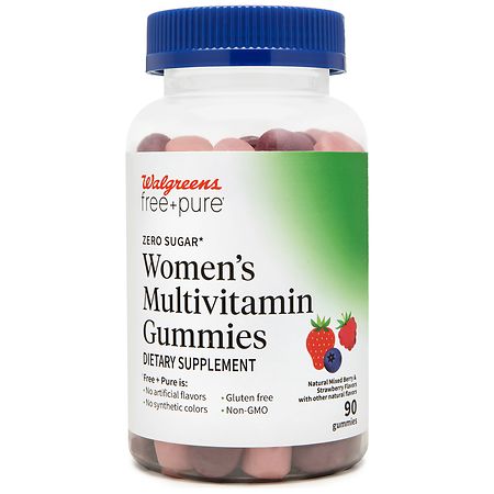 Walgreens Free & Pure Sugar Free Women's Multivitamin Gummies Mixed Berry & Strawberry