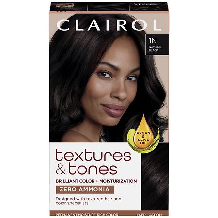 Clairol Textures & Tones Permanent Hair Color 1B Silken Black