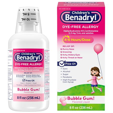 Children s Benadryl Dye Free Allergy Liquid Walgreens