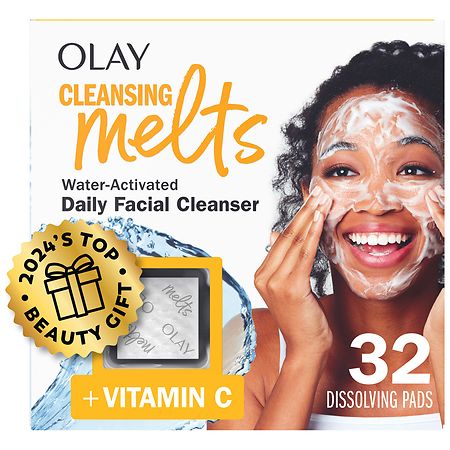 Olay Cleansing Melts + Vitamin C Face Cleanser, Water-Activated Face Wash