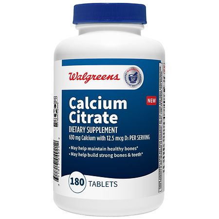 Walgreens Calcium Citrate 630mg with 12.5mcg D3 (90 days)