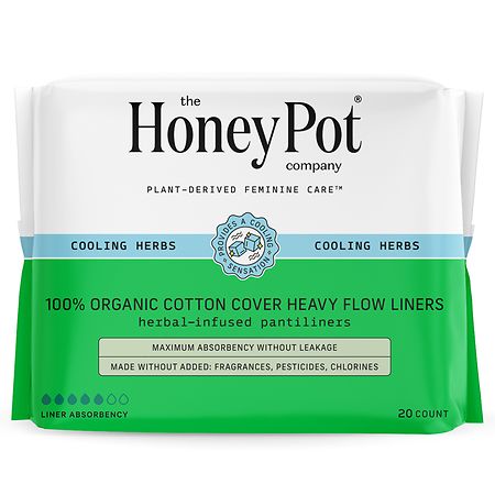 The Honey Pot Pantiliner Herbal Heavy Flow Organic Cotton