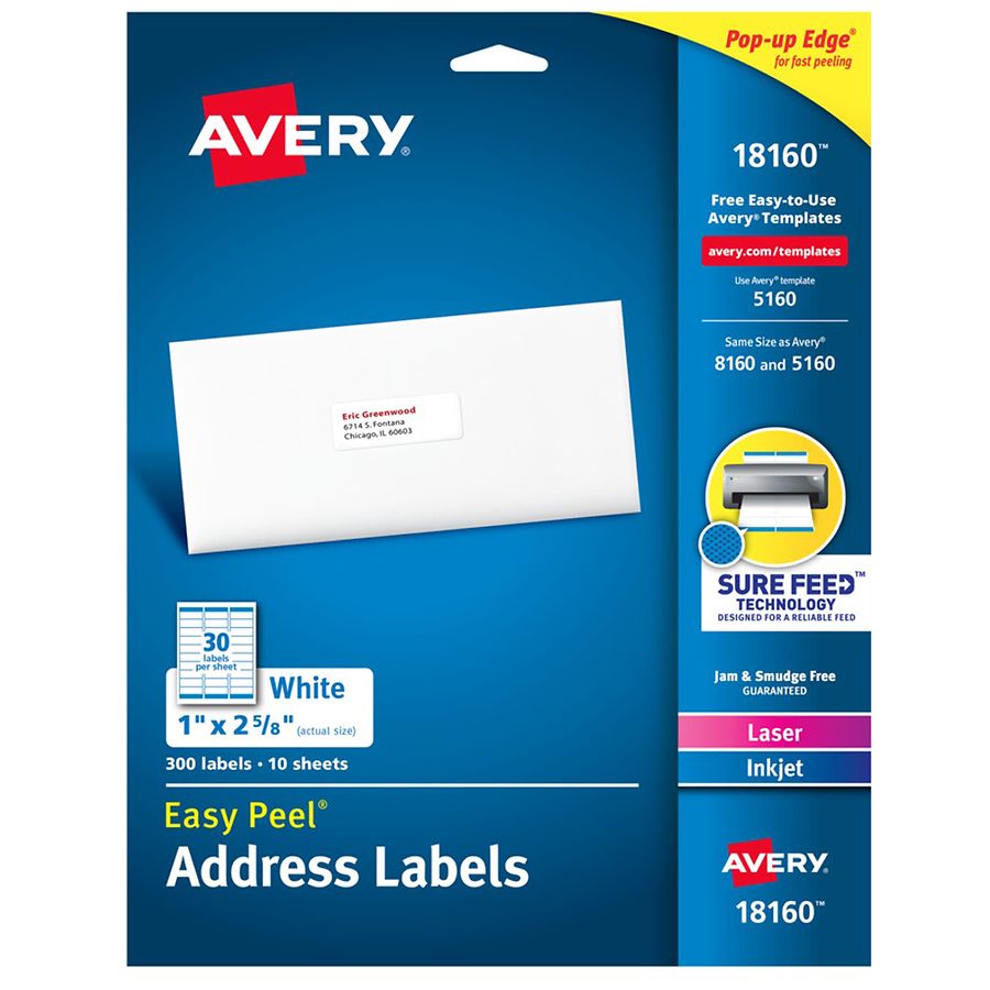 Avery Easy Peel Address Labels 1 X 2 5/8 Walgreens