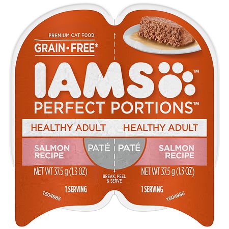 Iams Perfect Portions Healthy Adult Grain Free Wet Cat Food Pate Salmon