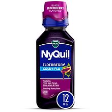 Vicks Nyquil Cold & Flu Medicine, Nighttime Relief Elderberry | Walgreens