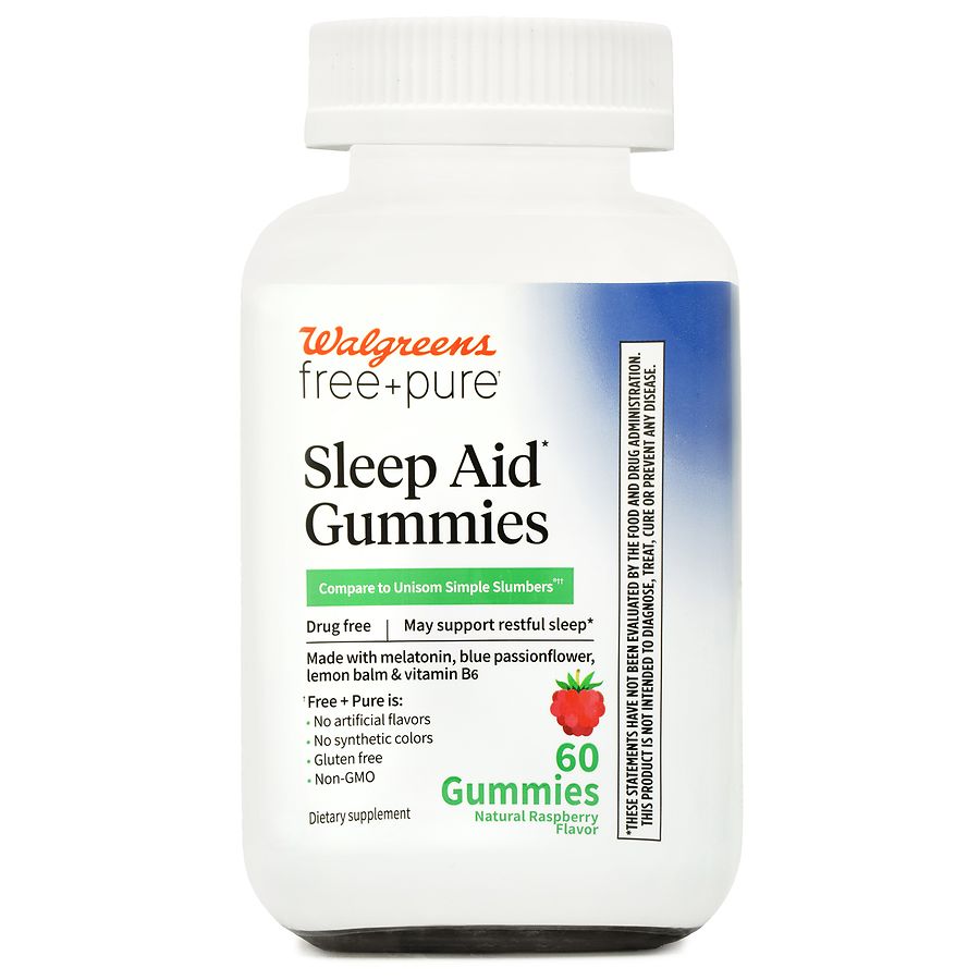 Walgreens Free & Pure Sleep Aid Gummies Natural Raspberry | Walgreens