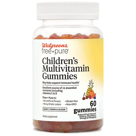 Walgreens Free & Pure Children's Multivitamin Gummies Natural Fruit