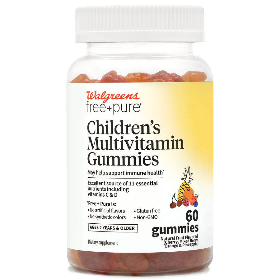 Walgreens Free & Pure Children's Multivitamin Gummies Natural Fruit