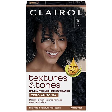 Clairol Textures & Tones Permanent Hair Dye 1B Silken Black