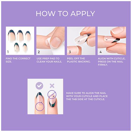 Kiss imPRESS Premium Press-On Nails, No Glue Needed Almond Medium, Visions Green French Tip