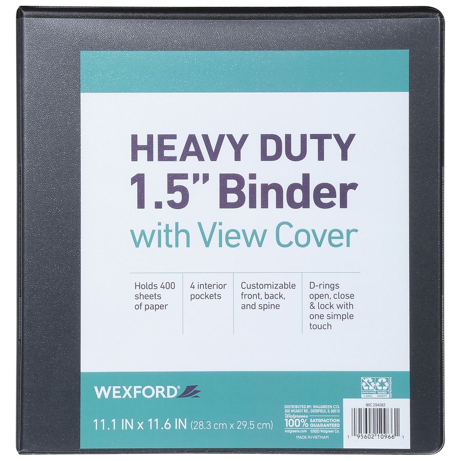 Wexford Heavy Duty Binder with View Cover 1.5" Assorted
