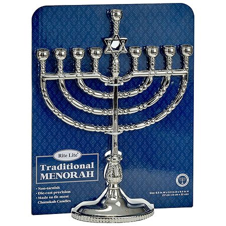 Rite Lite Traditional Menorah Polished Silvertone