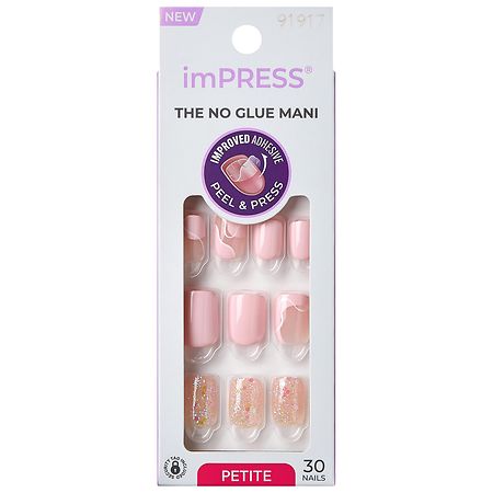 Kiss imPRESS Press-On Nails, No Glue Needed, Squoval Petite This Feeling, Light Pink