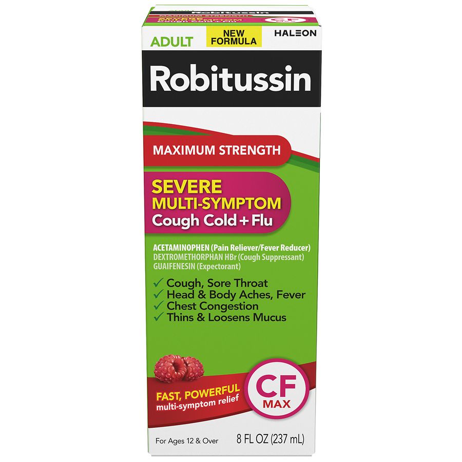 Robitussin Severe Multi-Symptom Cold Medicine Raspberry | Walgreens