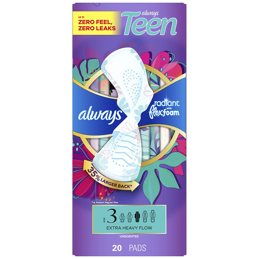 Always Radiant Teen with FlexFoam Pads, with Wings Unscented