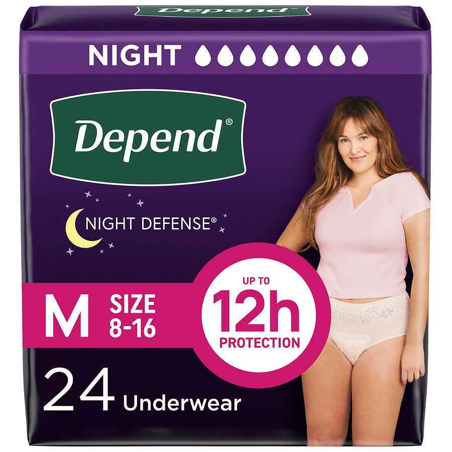Depend Night Defense Adult Incontinence & Postpartum Bladder Leak Underwear for Women Blush, Blush