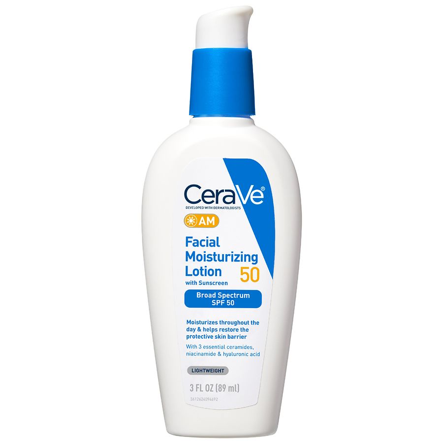 CeraVe AM Facial Moisturizing Lotion SPF 50, No White Cast