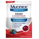 Mucinex InstaSoothe Sore Throat + Pain Relief, 3 in 1 Formula, Medicated Drops Elderberry & Wild Cherry