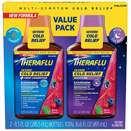 TheraFlu Day and Night Severe Cold and Cough Syrup Berry | Walgreens