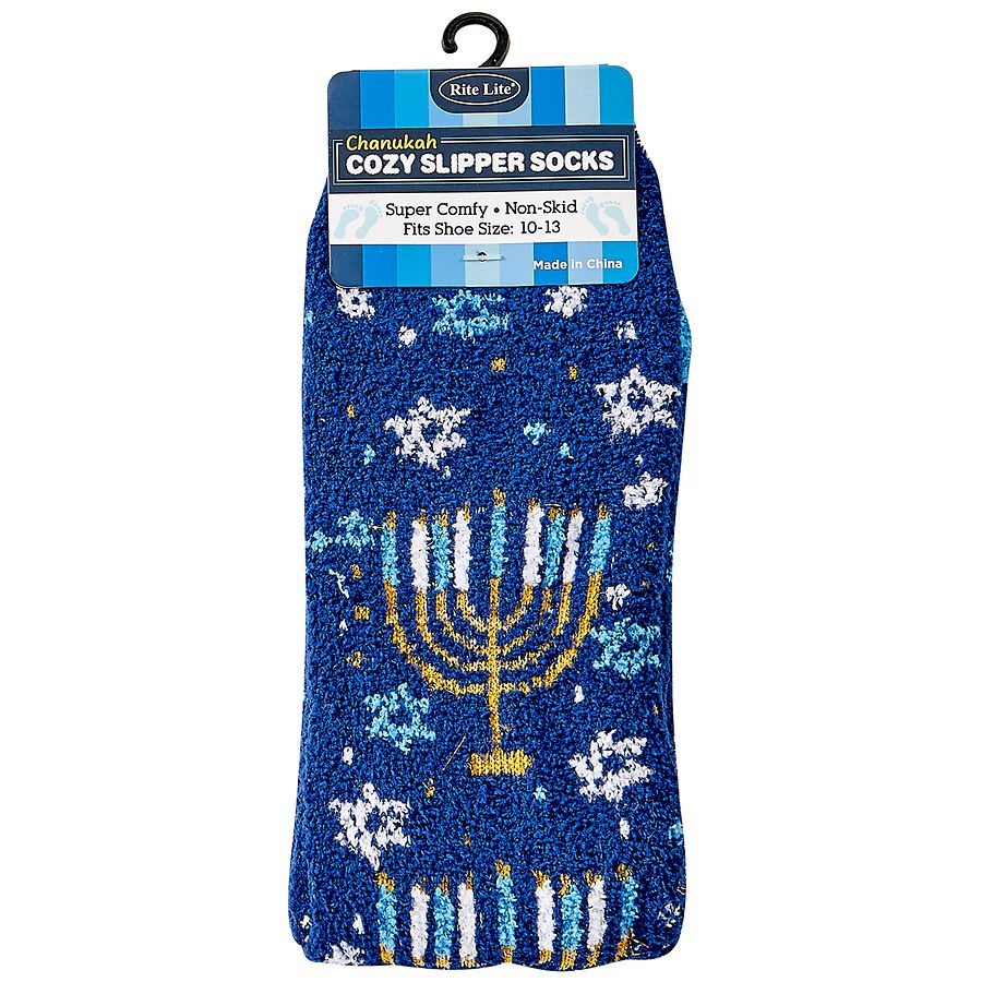 Rite Lite Chanukah Cozy Slipper Socks Blue | Walgreens
