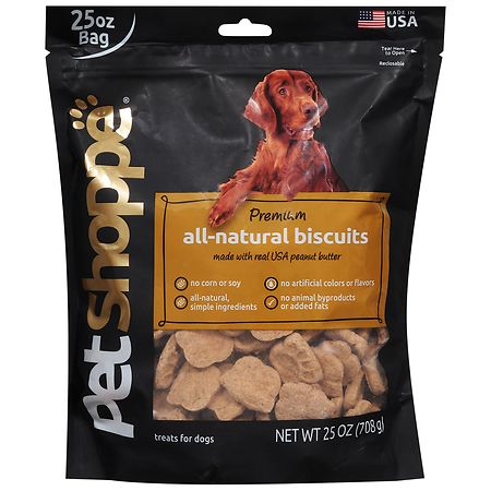 PetShoppe Premium All-Natural Biscuits Dog Treats Peanut Butter