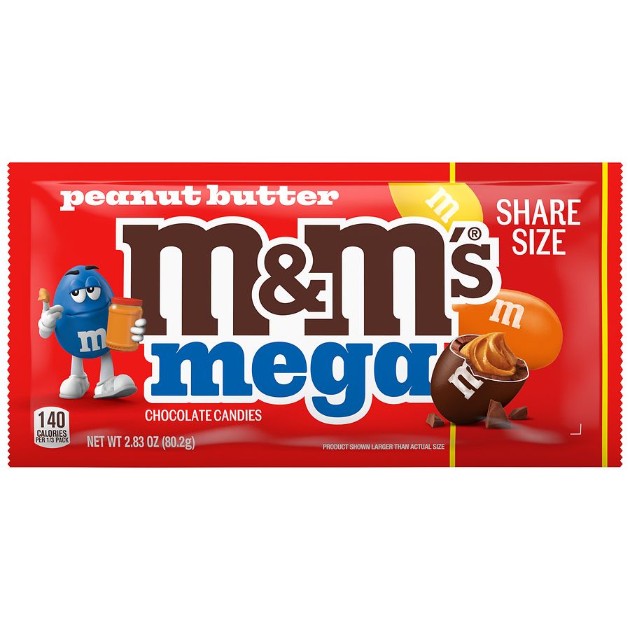 M&M's Mega Peanut Butter Chocolate Candies Peanut Butter, Share Size