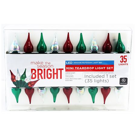 Festive Voice Make The Season Bright Mini Teardrop Light Set