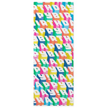 Hallmark Birthday Angled All-Caps Happy Tissue Paper for Gift Wrap