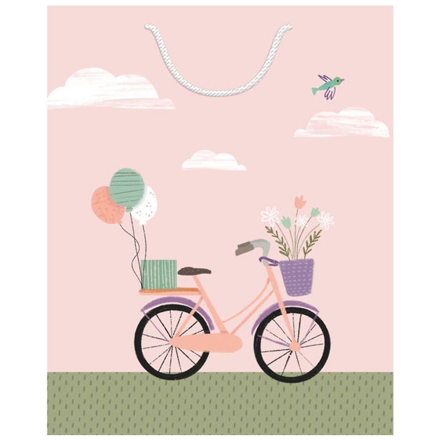 Hallmark Gift Bag (Have A Beautiful Day Bicycle) Medium Pink
