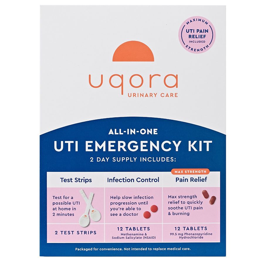 Uqora UTI Emergency Kit, Pain Relief, Infection Control, Test Strips ...