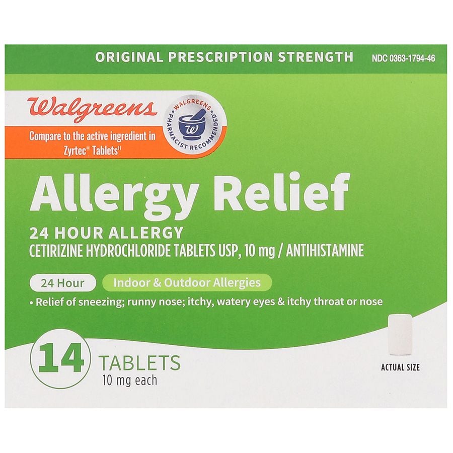 Walgreens 24 Hour Allergy Relief Cetirizine Tablets