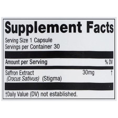 Walgreens Free & Pure Saffron 30 mg Capsules